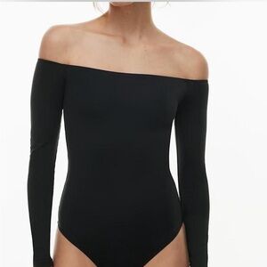 Aritzia Black Off-the-Shoulder Long Sleeve Bodysuit